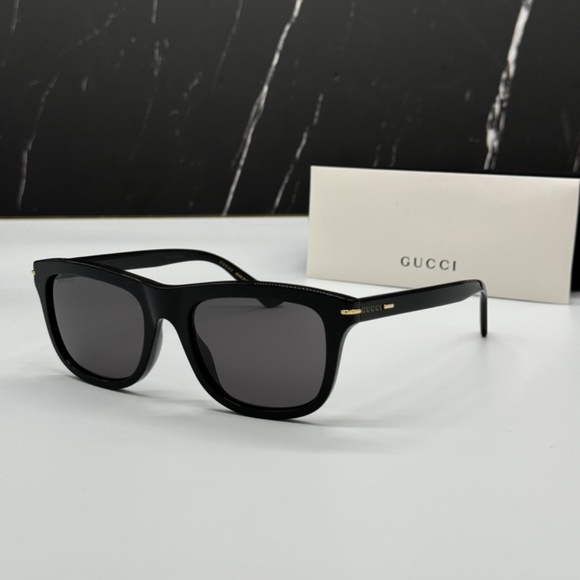 NEW GG1444S 001 GUCCI BLACK GREY SQUARE UNISEX GUCCI SUNGLASSES - Picture 2 of 14